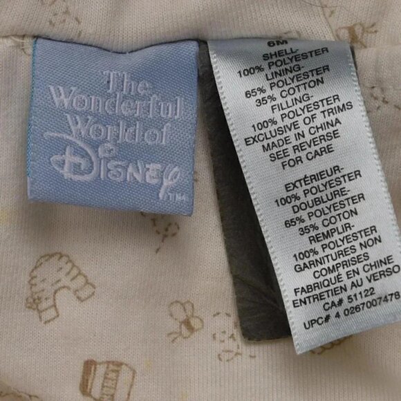 Vintage  Disney Winnie the Pooh Bear Bunting Snowsuit Yellow 6 Months - Picture 6 of 8